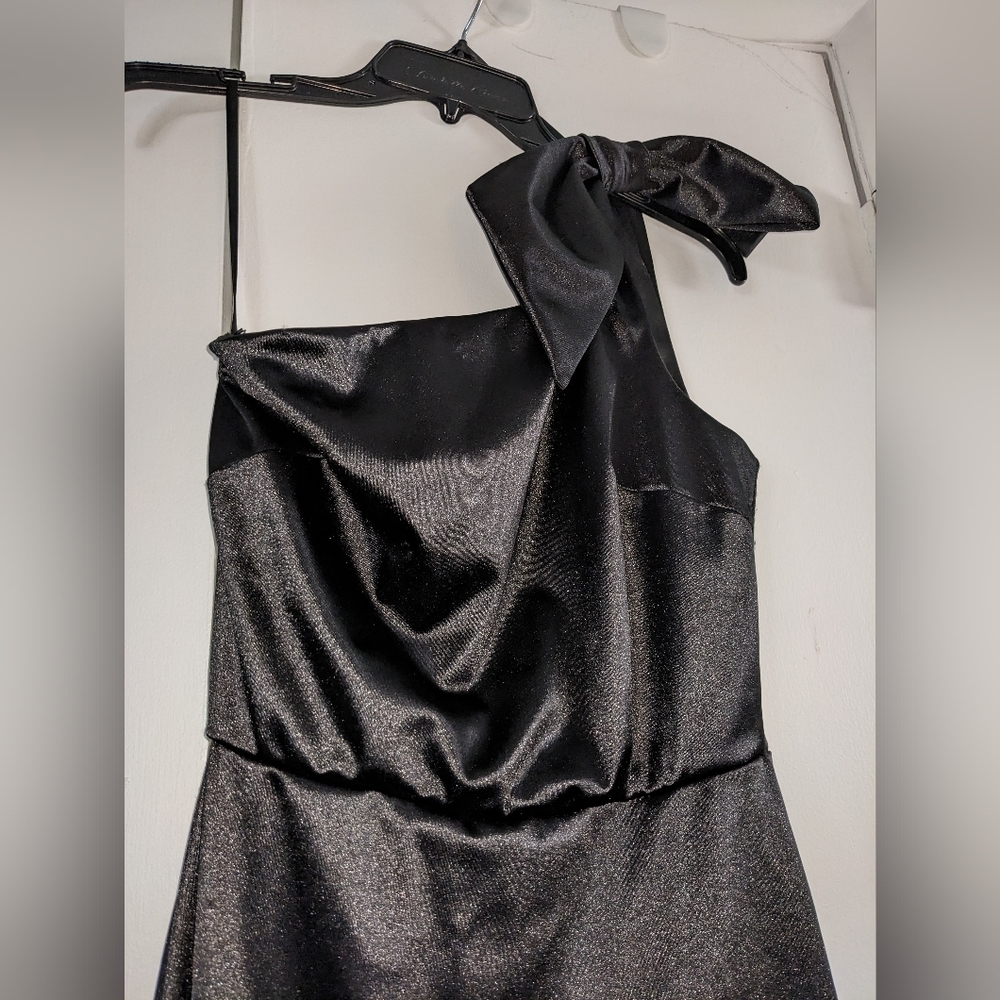 Black satin long dress/size S - Picture 3 of 7